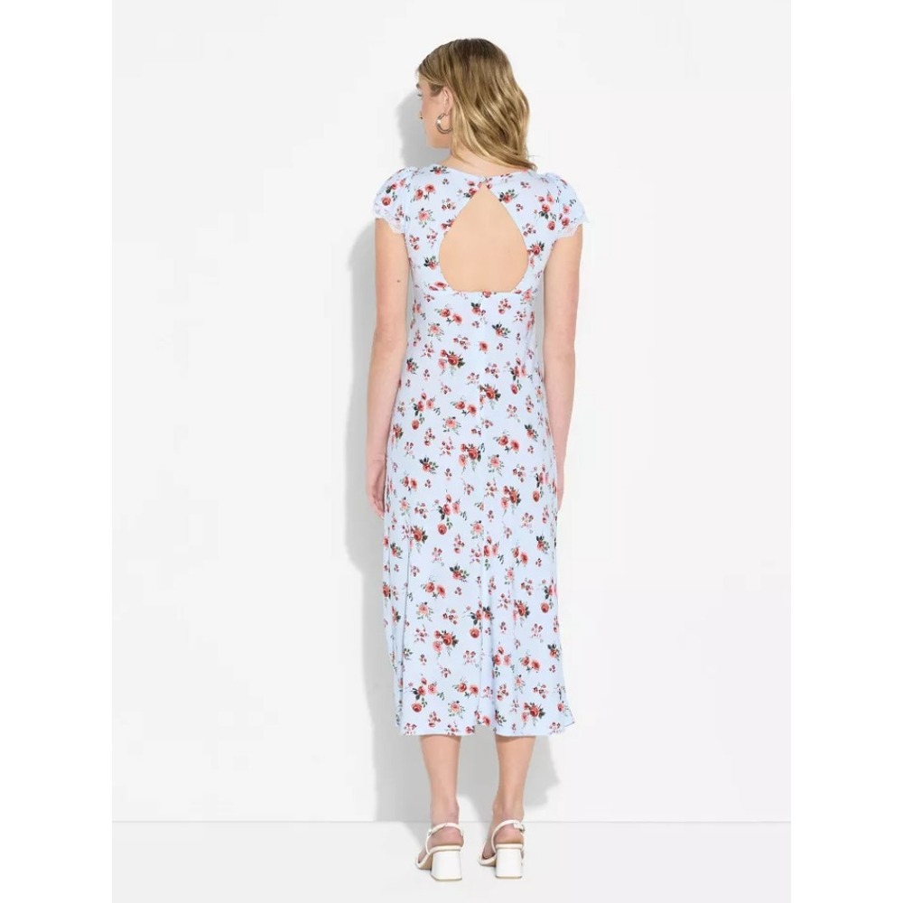 Women's Flutter Cap Sleeve Maxi A-Line Dress Light Blue, XXS - Picture 3 of 3